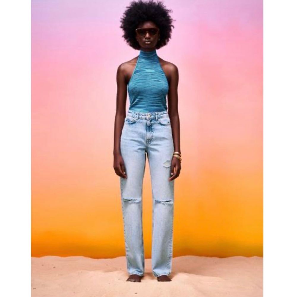 Zara Light Blue Straight Leg Jeans